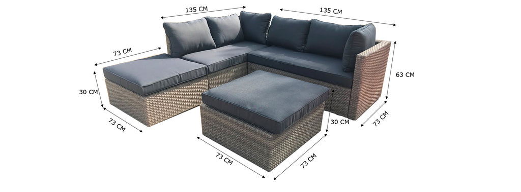 ALMADIA MODULO LOUNGE CORNER SET  -  NATURAL KOBO GREY -  DARK GREY