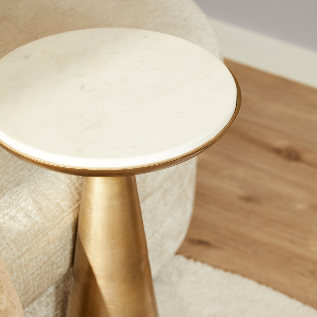 Side table Essy Large | White marble 45 cm