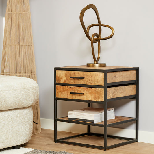 Side table/bedside table Denver | Mango wood and metal