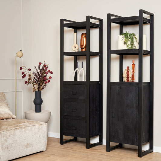 Bookcase Boaz Black | 1 door