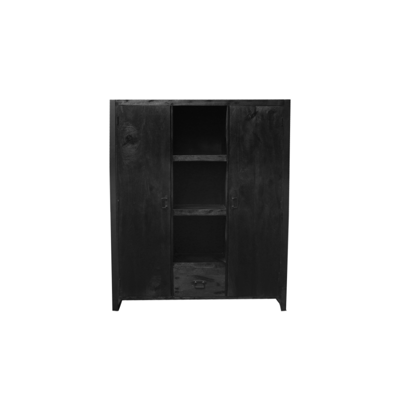 Bookcase Boaz Black | 2 doors 1 drawer