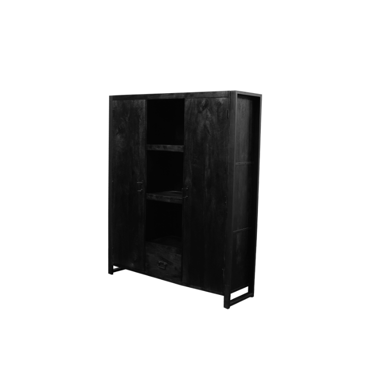 Bookcase Boaz Black | 2 doors 1 drawer