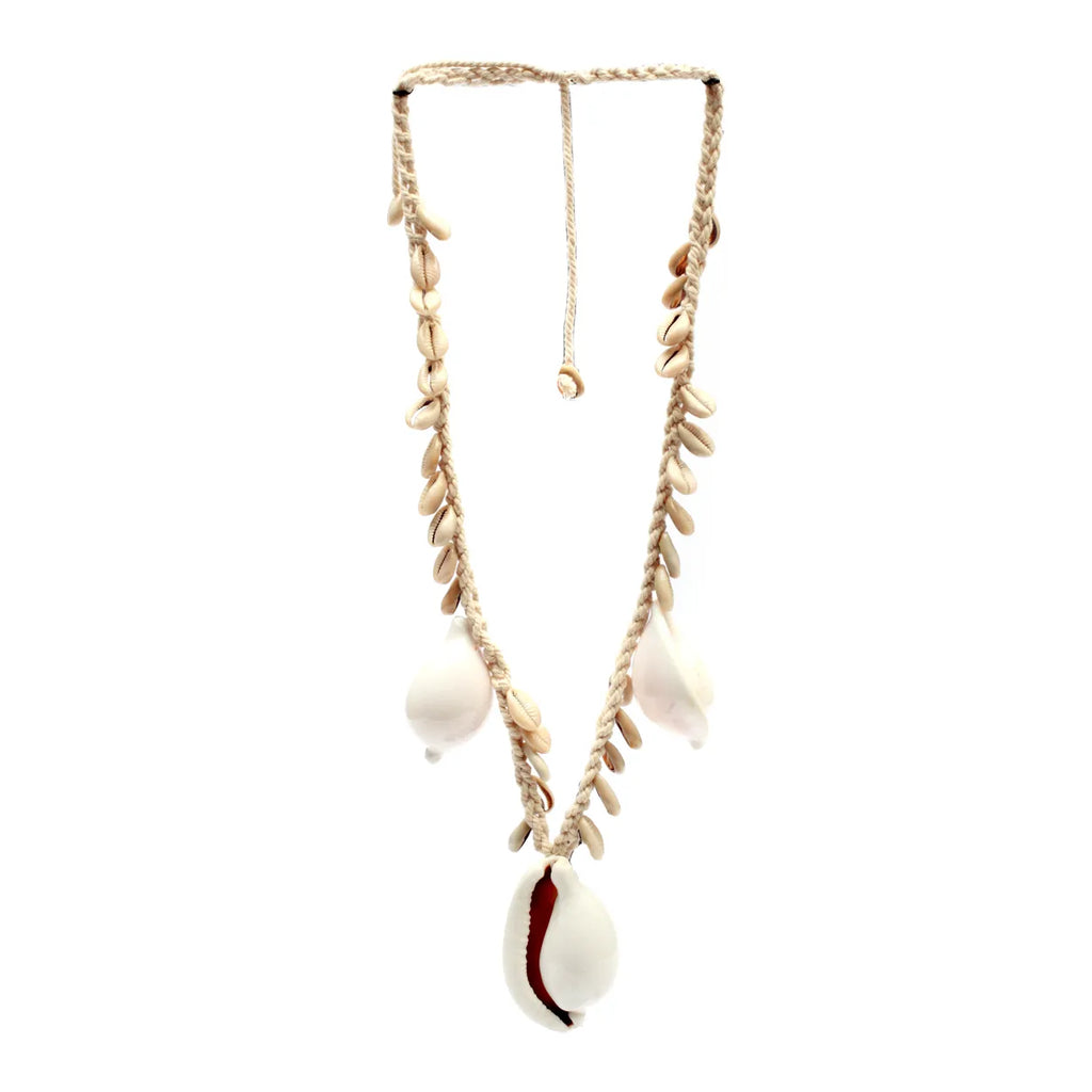 De Big White Cowrie Shell Halsketting - Wit Bazar Bizar