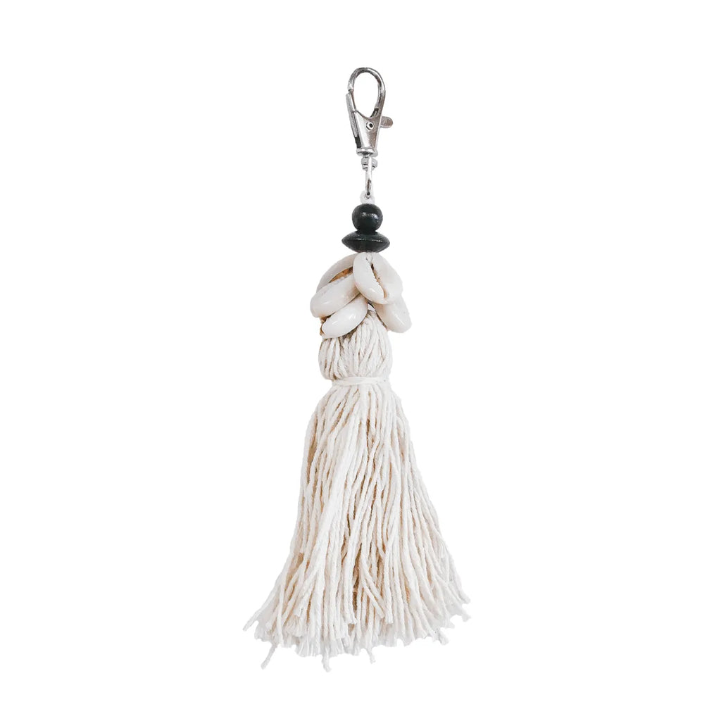 De Cowrie Tassel Sleutelhanger - Wit Bazar Bizar