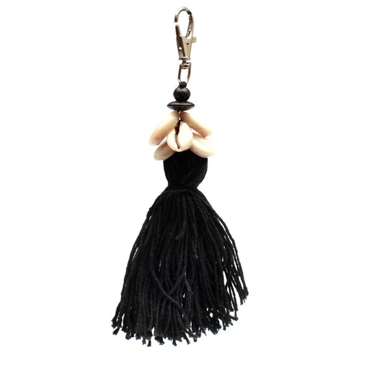 De Cowrie Tassel Sleutelhanger - Zwart Bazar Bizar