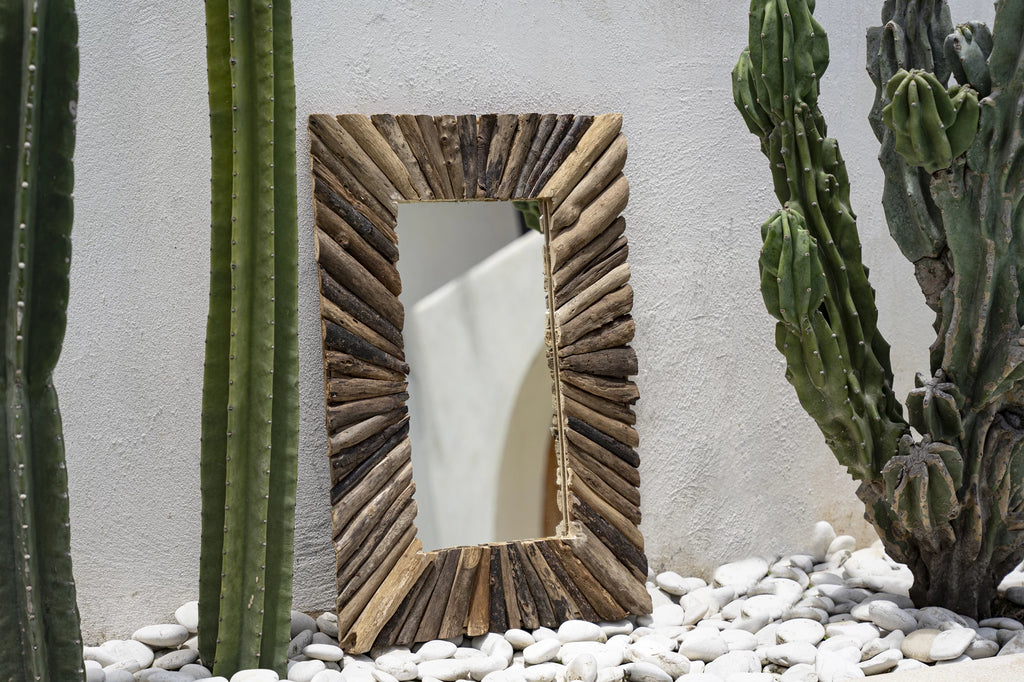 De Driftwood Framed Spiegel - Naturel - M Bazar Bizar