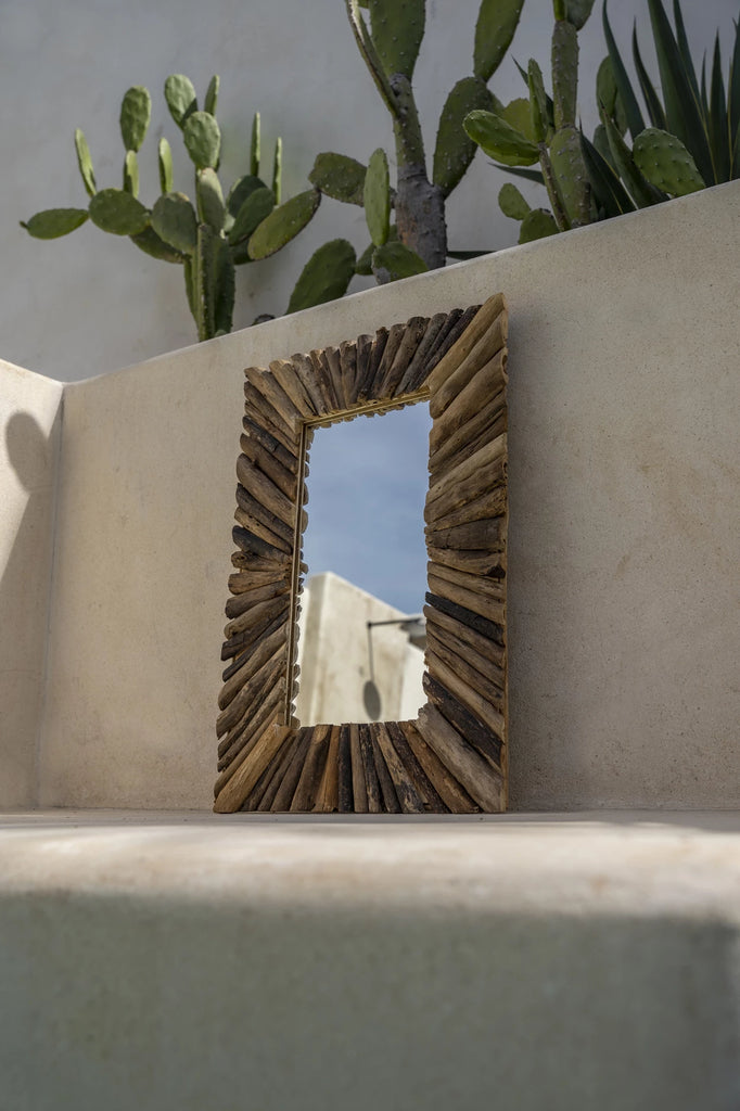 De Driftwood Framed Spiegel - Naturel - M Bazar Bizar