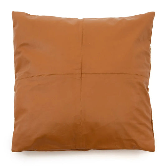 De Four Panel Leather Kussenhoes - Camel - 60x60 Bazar Bizar