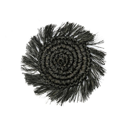 De Fringe Raffia Onderzetter - Zwart Bazar Bizar