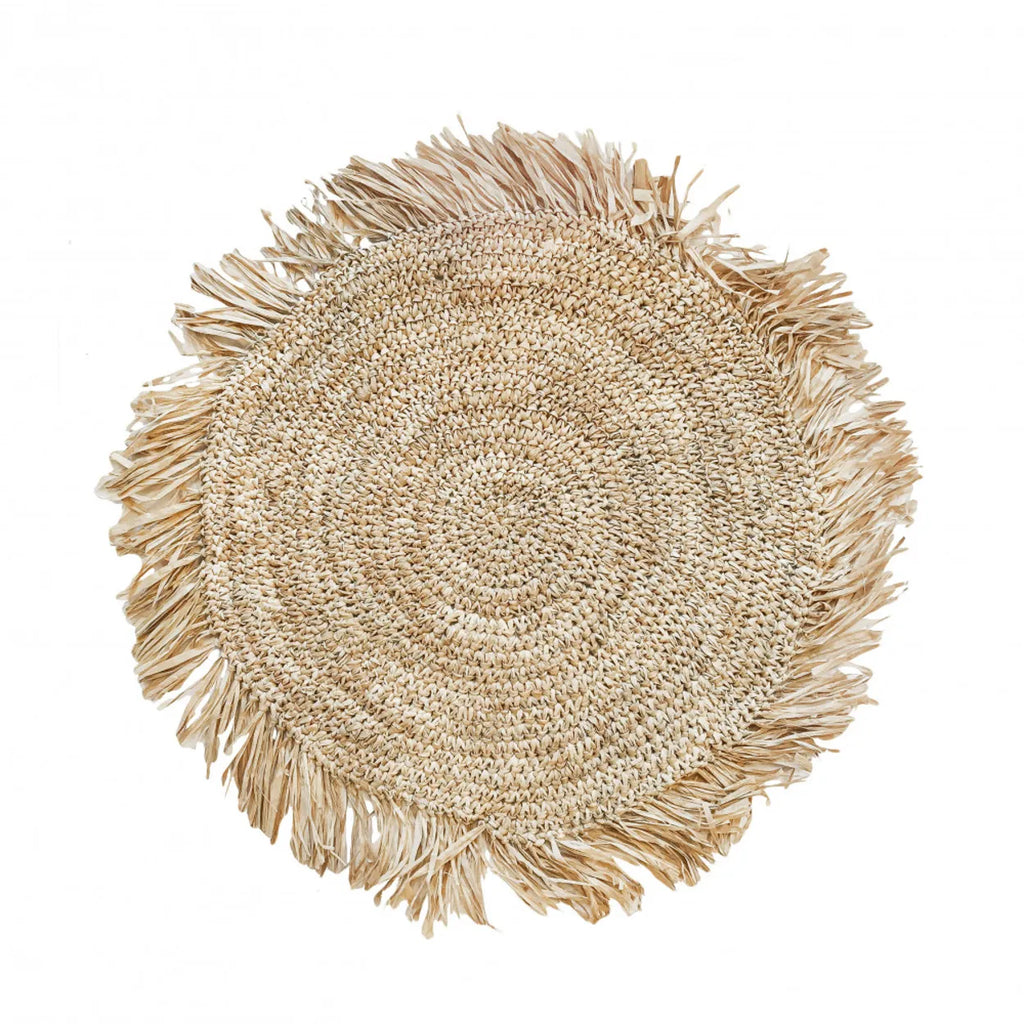 De Fringe Raffia Placemat Rond - Naturel Bazar Bizar