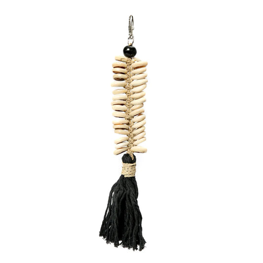 De Macrame Fishbone Sleutelhanger - Zwart Bazar Bizar