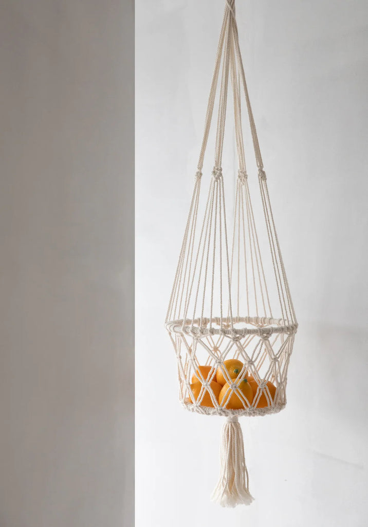 De Macrame Planthanger - Wit - L Bazar Bizar