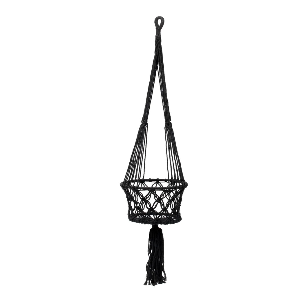 De Macrame Planthanger - Zwart - L Bazar Bizar