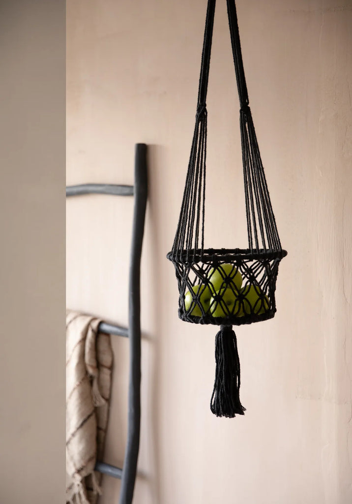 De Macrame Planthanger - Zwart - L Bazar Bizar