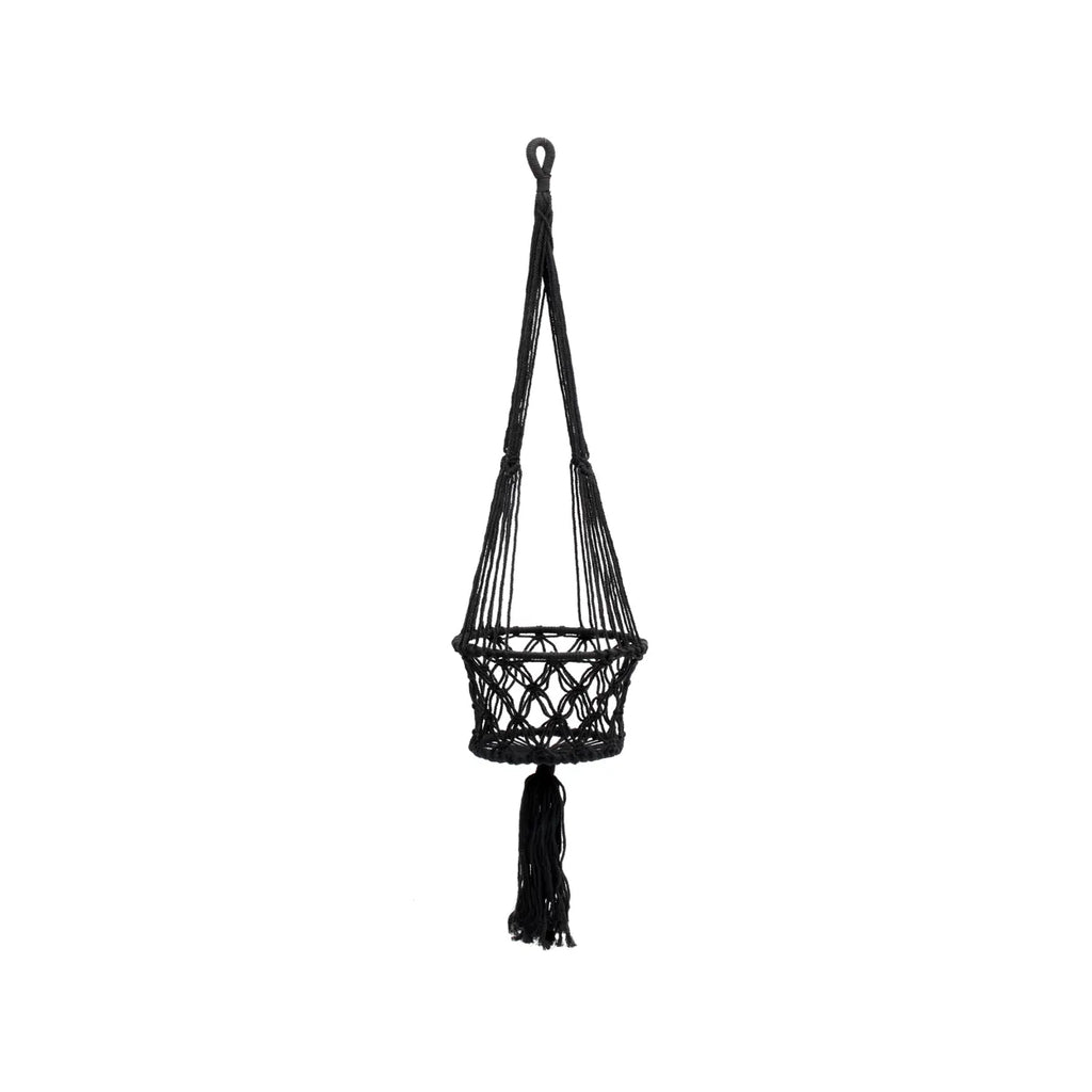 De Macrame Planthanger - Zwart - M Bazar Bizar