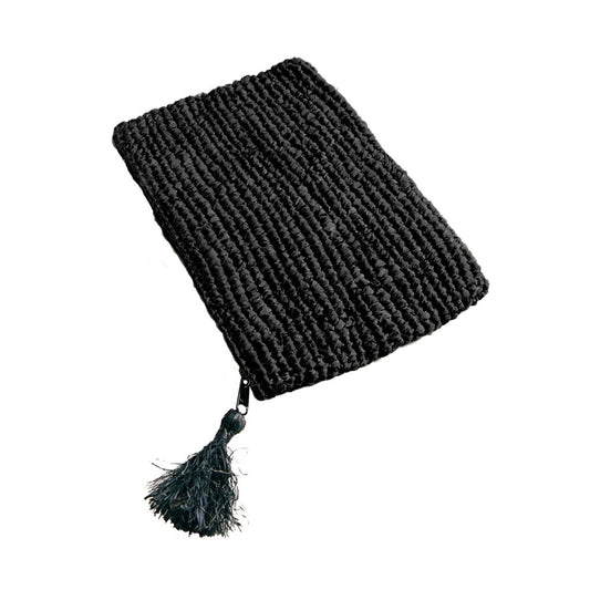 De Raffia Clutch met ritssluiting - Zwart - L Bazar Bizar