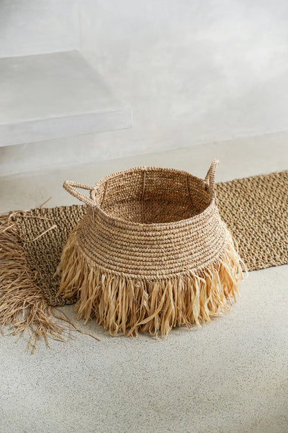 De Raffia Deluxe Mand - Naturel - L Bazar Bizar