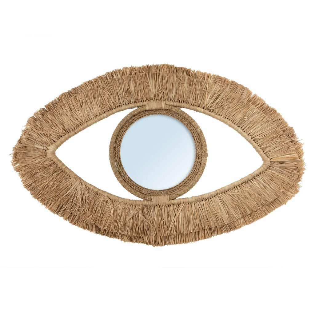 De Raffia Eye Spiegel - Naturel - M Bazar Bizar