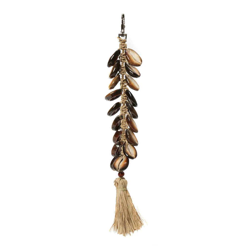 De Raffia Fishbone Sleutelhanger - Naturel Zwart Bazar Bizar