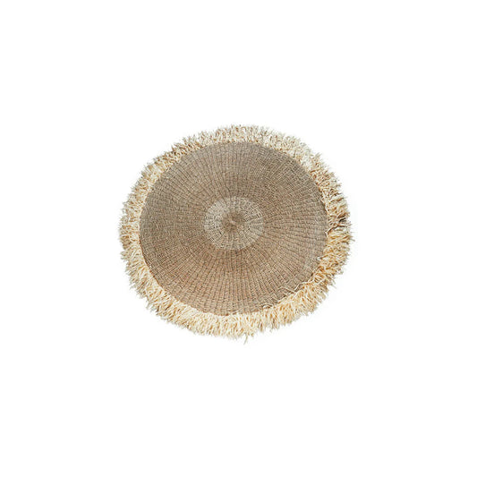 Het Raffia Fringed Tapijt - Naturel - 100 Bazar Bizar