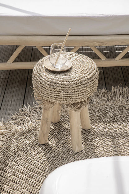 Het Raffia Fringed Tapijt - Naturel - 100 Bazar Bizar