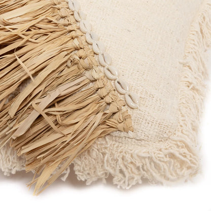 De Raffia Katoenen Kussenhoes - Naturel Wit - 40x40 Bazar Bizar