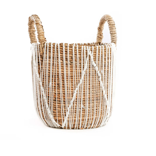 De Straight Stitched Macrame Mand - Naturel Wit - S Bazar Bizar