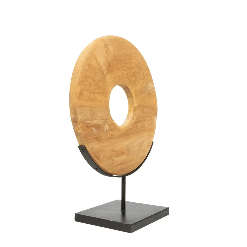 De Teak Disc op Stand - M Bazar Bizar