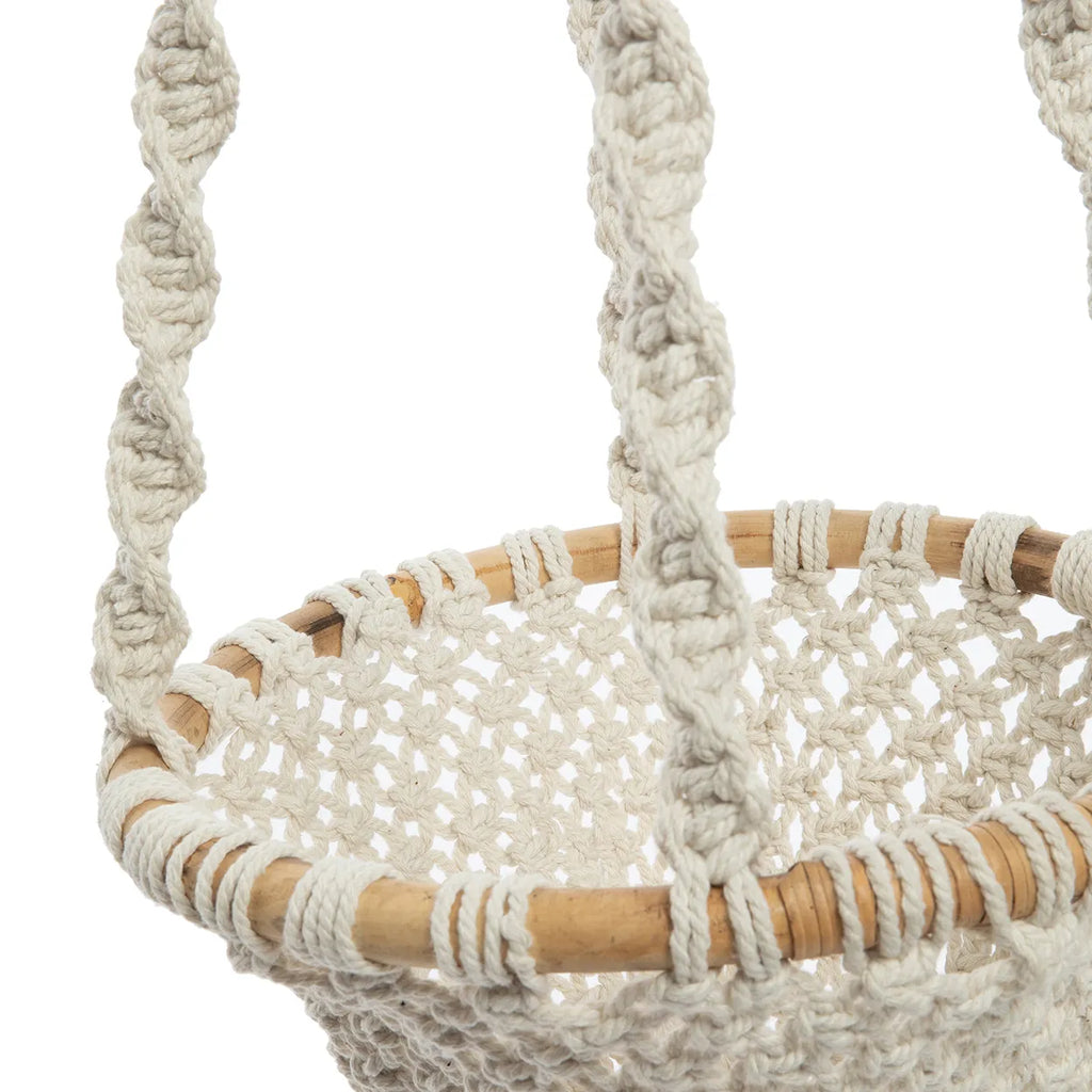 De Twisted Macrame Planthanger - Naturel Wit - L Bazar Bizar