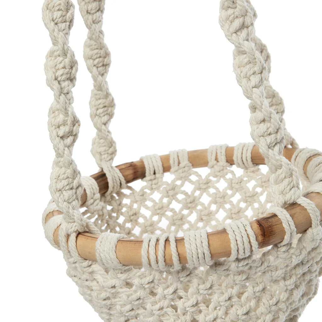 De Twisted Macrame Planthanger - Naturel Wit - M Bazar Bizar