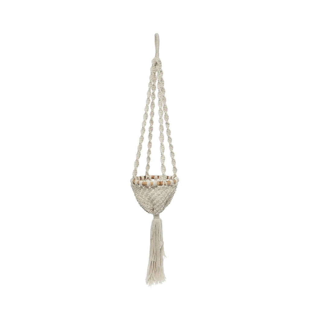 De Twisted Macrame Planthanger - Naturel Wit - S Bazar Bizar