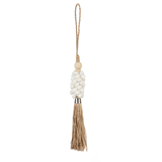 De White Shell en Raffia Hangdecoratie Bazar Bizar