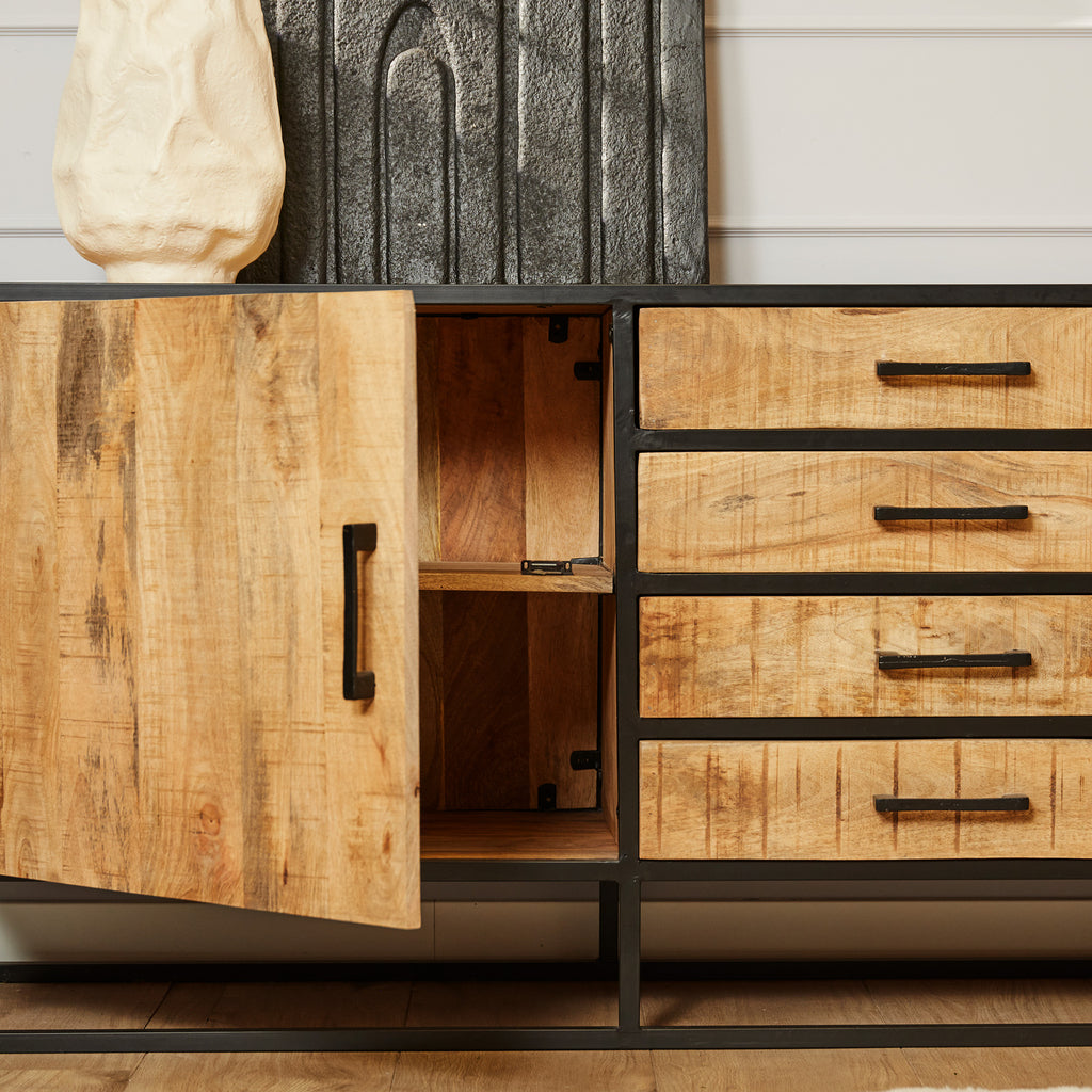 Dresser Denver | Mango wood and steel | 210 cm