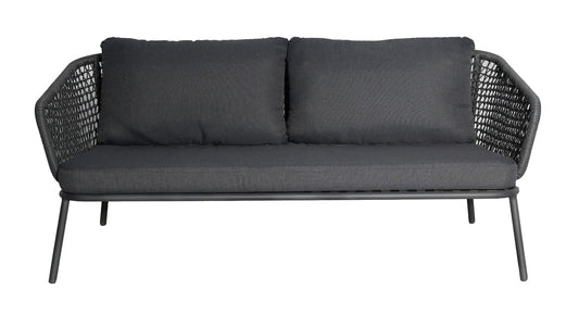 EAGLE LOUNGE BENCH 80X173,5X71CM / STEEL ANTHRACITE / RECYCLED WICKER ROPE 5MM ANTHRACITE / STEEL ANTHRACITE / SEAT CUSHION: STANDARD + BACK CUSHION: STANDARD ECO ANTHRACITE 240 / [Furniture - Wicker] 50.0%Recycled Post-Consumer Polyethylene 50.0%Conventi