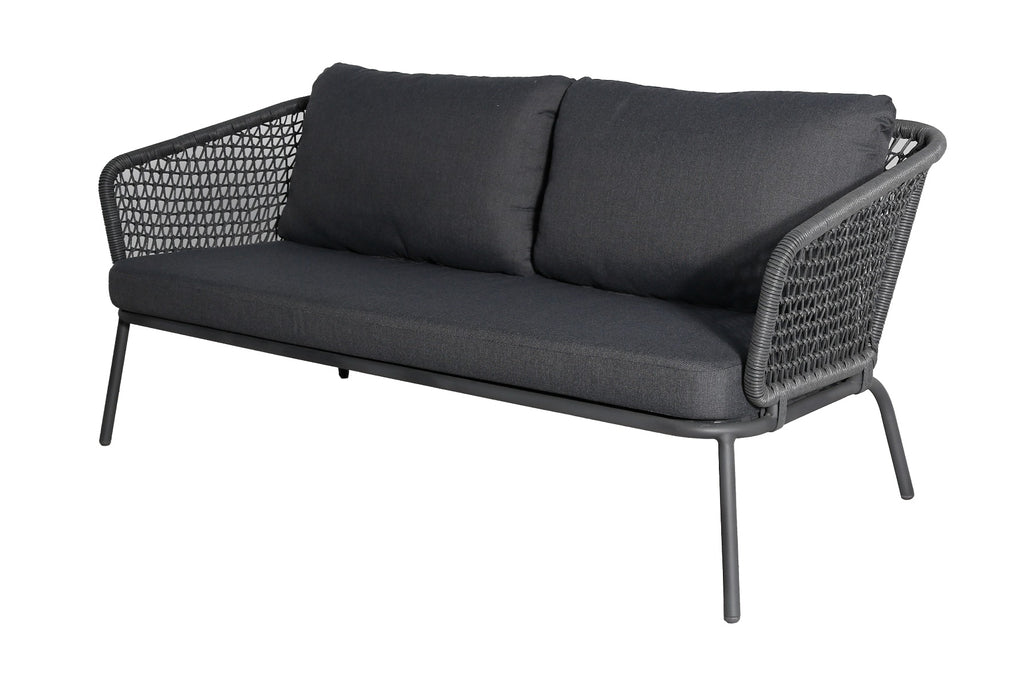 EAGLE LOUNGE BENCH 80X173,5X71CM / STEEL ANTHRACITE / RECYCLED WICKER ROPE 5MM ANTHRACITE / STEEL ANTHRACITE / SEAT CUSHION: STANDARD + BACK CUSHION: STANDARD ECO ANTHRACITE 240 / [Furniture - Wicker] 50.0%Recycled Post-Consumer Polyethylene 50.0%Conventi