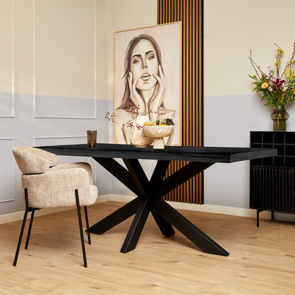 Eetkamertafel Denver Black | Rechthoek | 160 cm Bakker Living