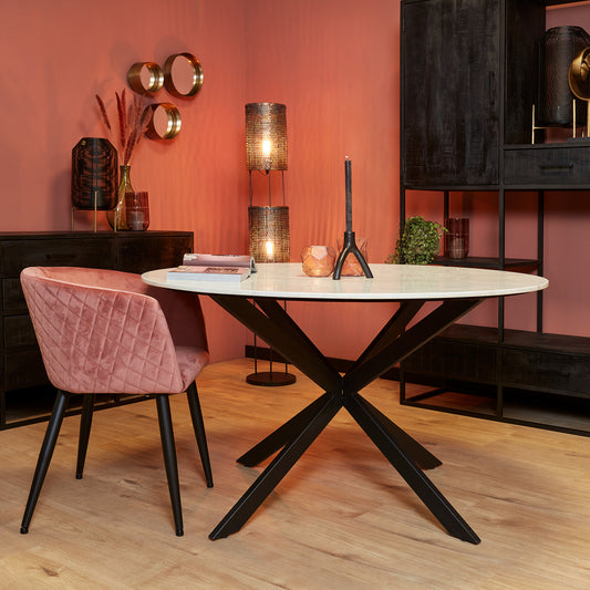 Eetkamertafel Lynn | Rond | Wit marmer | 130 CM