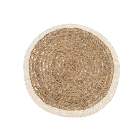 Het Seagrass & Katoen Rond Tapijt - Naturel Wit - 100 Bazar Bizar