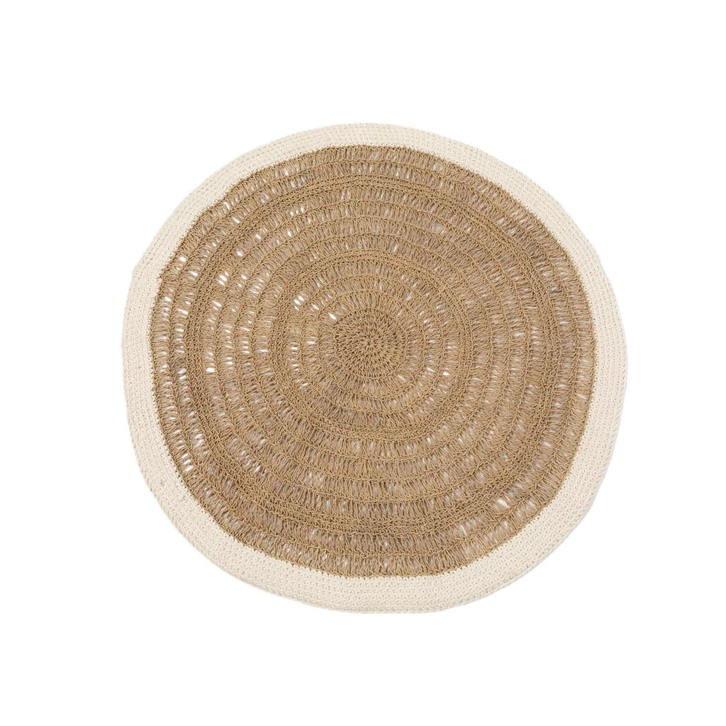 Het Seagrass & Katoen Rond Tapijt - Naturel Wit - 100 Bazar Bizar