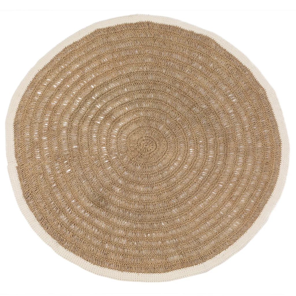 Het Seagrass & Katoen Rond Tapijt - Naturel Wit - 150 Bazar Bizar