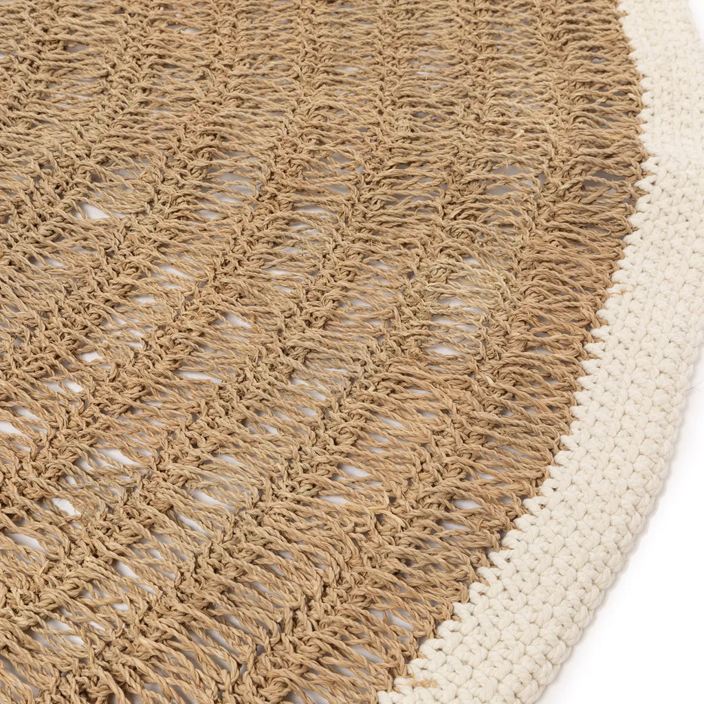 Het Seagrass & Katoen Rond Tapijt - Naturel Wit - 150 Bazar Bizar