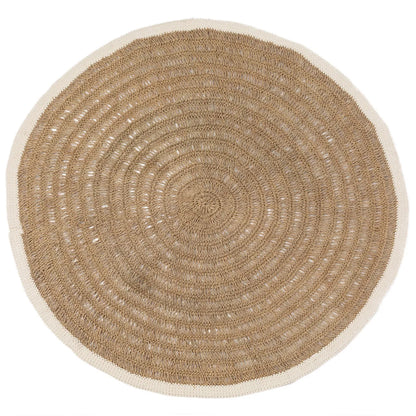 Het Seagrass & Katoen Rond Tapijt - Naturel Wit - 200 Bazar Bizar