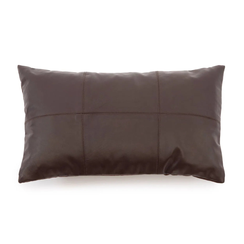 Het Six Panel Leather Kussenhoes - Chocolade - 30x50 Bazar Bizar