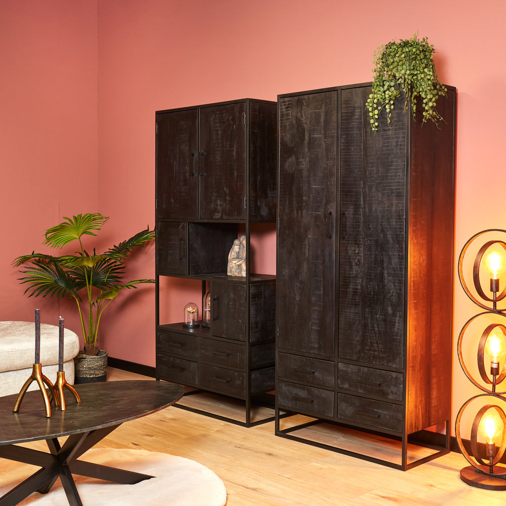 Cabinet Denver Black | Mango wood and steel | 90 cm