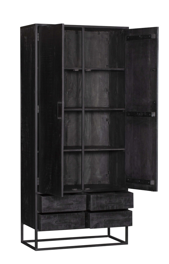 Cabinet Denver Black | Mango wood and steel | 90 cm