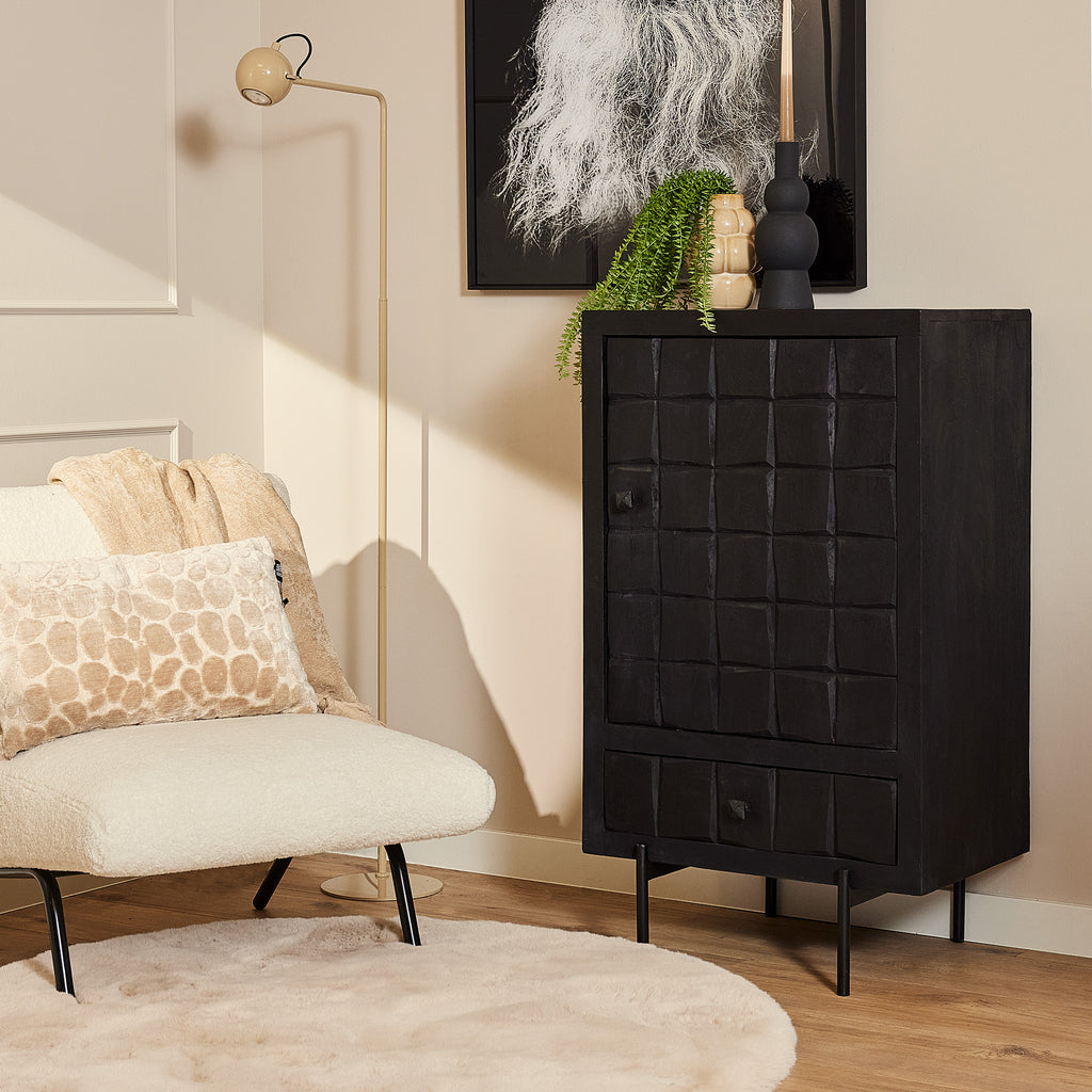 Cabinet Cupboard Brandy Black | 1 door 1 drawer