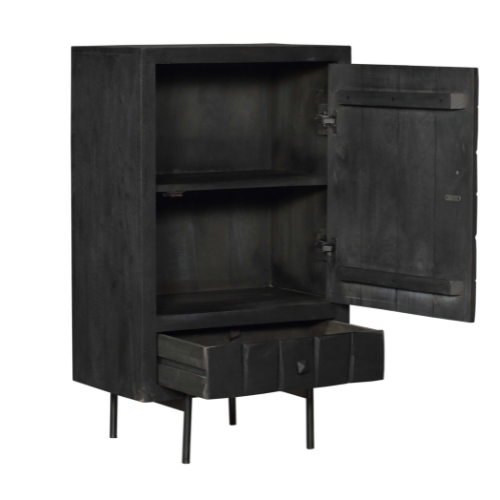 Cabinet Cupboard Brandy Black | 1 door 1 drawer