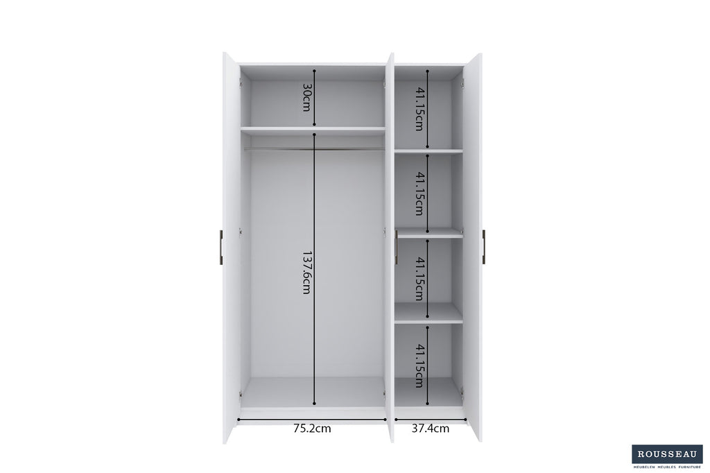 Kledingkast 'Ray' 3 deuren Wit (2c)