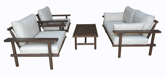 LARUNA LOUNGE SET  -  WOOD ACACIA VINTAGE DARK TEAK LOOK