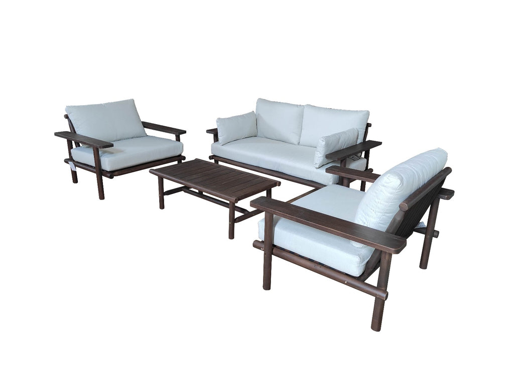 LARUNA LOUNGE SET  -  WOOD ACACIA VINTAGE DARK TEAK LOOK